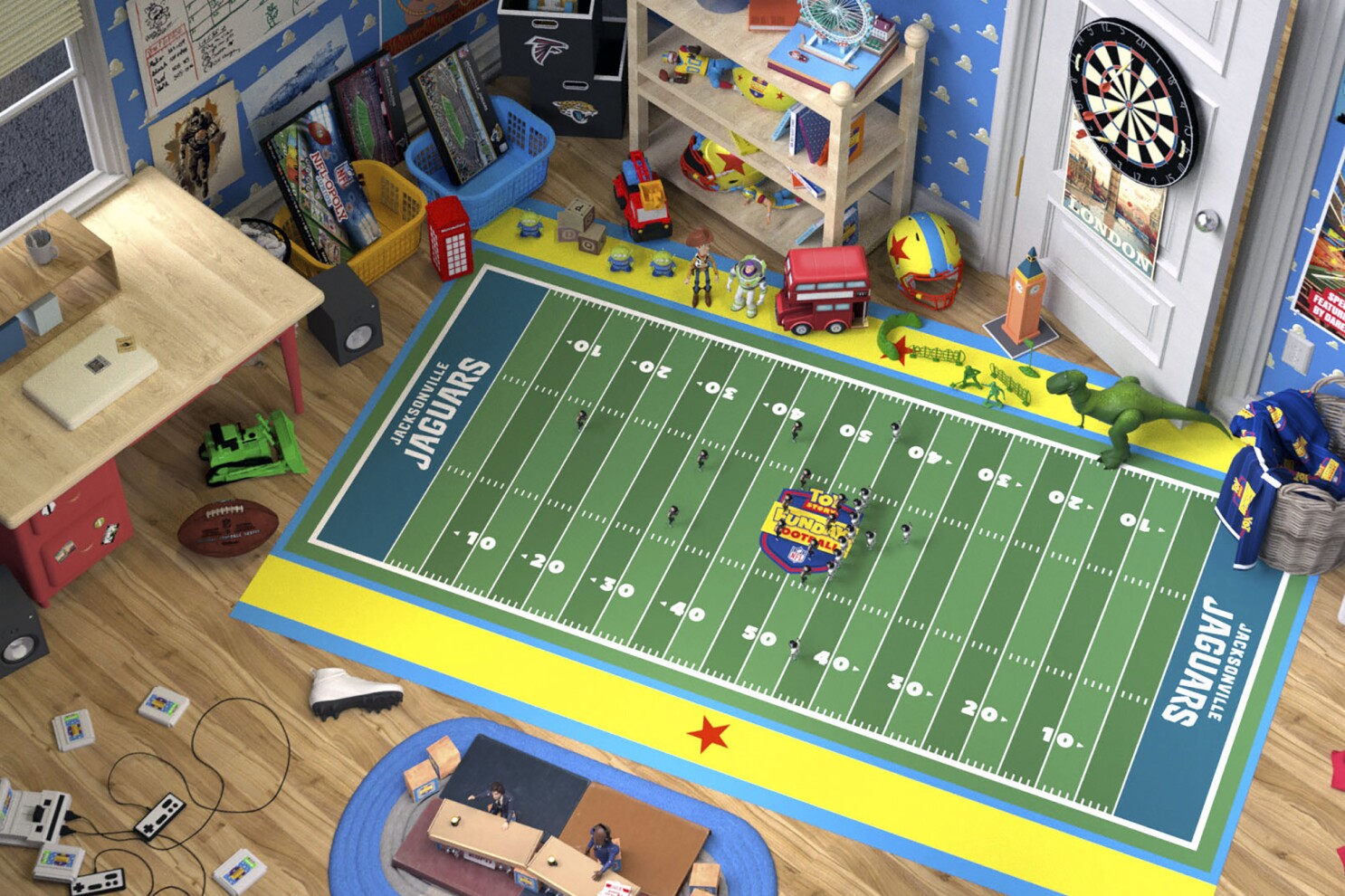 Toy Story meets the NFL Sunday s Falcons Jaguars game to feature